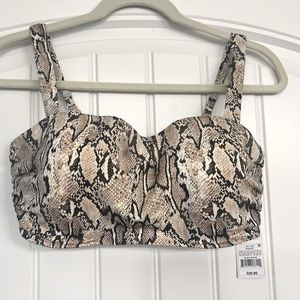 NWT Bikini top. Built in bra for light lift. Snake skin design. Black and tan